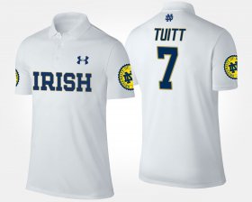 #7 Stephon Tuitt Name and Number Irish Men's White Polo 537808-582