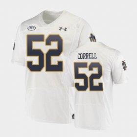 #52 Zeke Correll Replica UND Under Armour College Football Playoff Mens White Jersey 398473-238