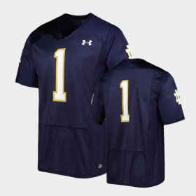 #1 Replica University of Notre Dame Wordmark Football Men's Navy Jersey 960213-477