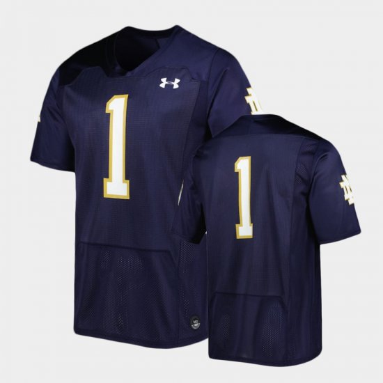 #1 Replica University of Notre Dame Wordmark Football Men\'s Navy Jersey 960213-477
