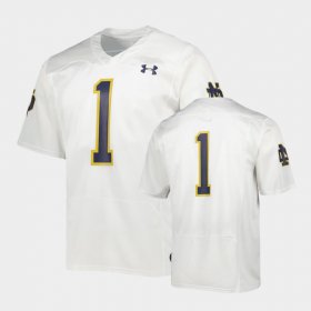 #1 Notre Dame Football Team Wordmark Replica Men White Jersey 881147-989