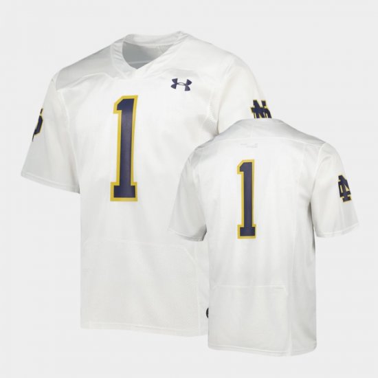 #1 Notre Dame Football Team Wordmark Replica Men White Jersey 881147-989
