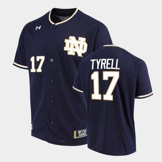 #17 Aidan Tyrell College Baseball UND Mens Navy Jersey 673888-788