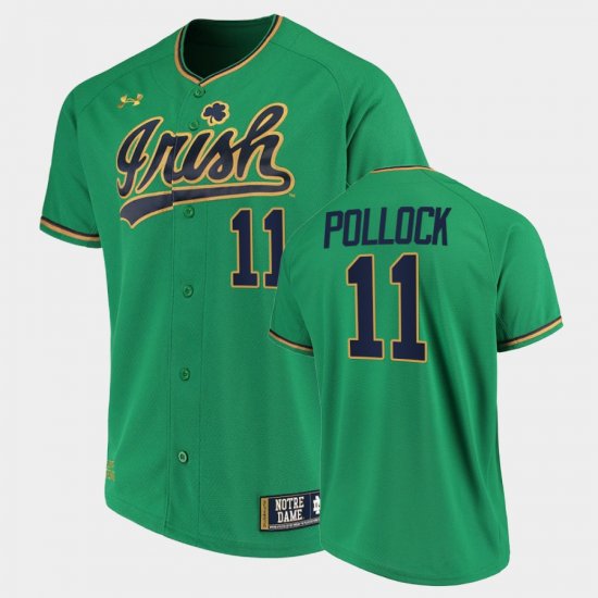 #11 A.J. Pollock College Baseball University of Notre Dame Replica Mens Green Jersey 431324-708