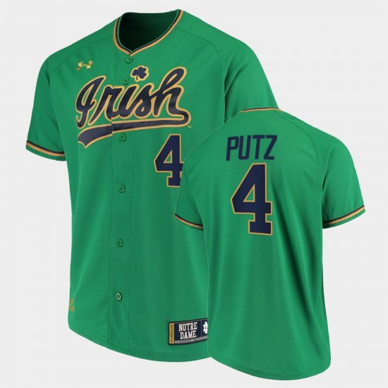 #4 Carter Putz College Baseball Irish Replica Mens Green Jersey 886419-311
