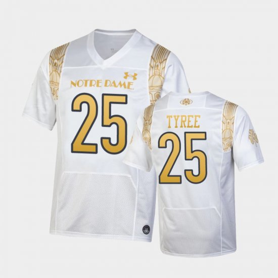 #25 Chris Tyree 2022 Shamrock Series Notre Dame Replica Men\'s White Jersey 883992-946