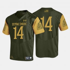 #14 College Football Notre Dame Men Olive Green Jersey 246010-636