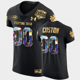 #00 Custom College Football Notre Dame 2022 Fiesta Bowl Golden Diamond Edition Men's Black Jersey 762161-428