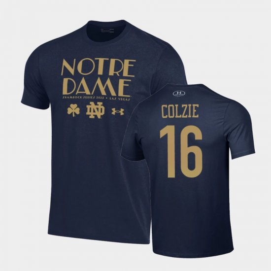 #16 Deion Colzie 2022 Shamrock Series UND Mens Navy T-Shirt 520068-148