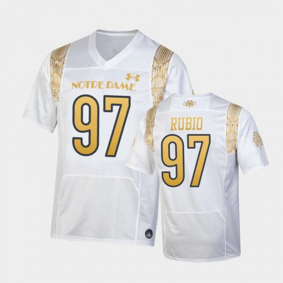 #97 Gabriel Rubio 2022 Shamrock Series Notre Dame Replica Mens White Jersey 971064-661