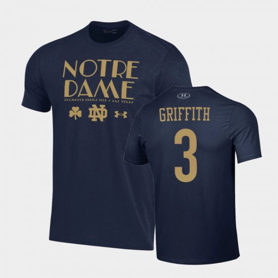 #3 Houston Griffith 2022 Shamrock Series Fighting Irish Men\'s Navy T-Shirt 874194-728