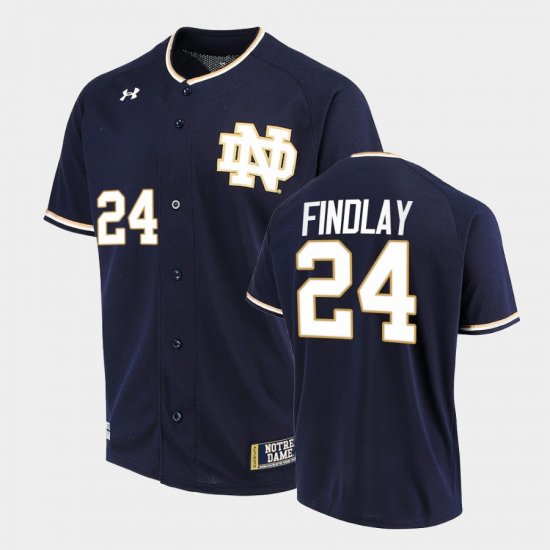 #24 Jack Findlay College Baseball University of Notre Dame Men Navy Jersey 684820-840