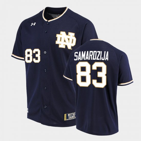 #83 Jeff Samardzija College Baseball Fighting Irish Mens Navy Jersey 757388-214