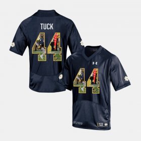 #44 Justin Tuck Player Pictorial University of Notre Dame Men Navy Jersey 705015-750