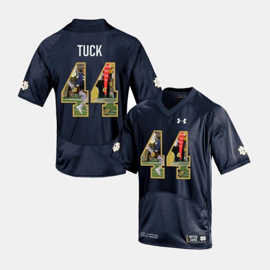 #44 Justin Tuck Player Pictorial University of Notre Dame Men Navy Jersey 705015-750