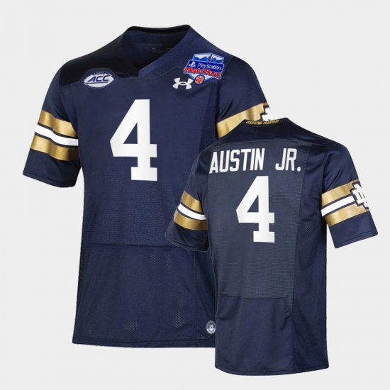 #4 Kevin Austin Jr. College Football University of Notre Dame 2022 Fiesta Bowl Playoff Mens Navy Jersey 371238-718