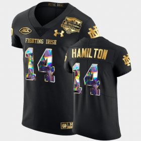 #14 Kyle Hamilton College Football Irish 2022 Fiesta Bowl Golden Diamond Edition Mens Black Jersey 846699-757