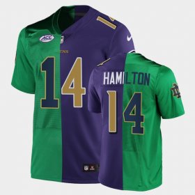 #14 Kyle Hamilton 2022 NFL Draft Fighting Irish 2022 Dual Teams Split Men's Green Purple Jersey 778394-517