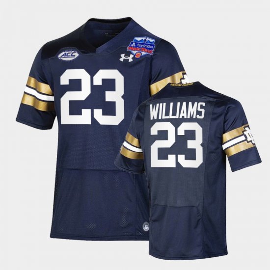 #23 Kyren Williams College Football Irish 2022 Fiesta Bowl Playoff Mens Navy Jersey 685177-524