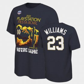 #23 Kyren Williams College Football UND 2022 Fiesta Bowl Locker Room Men Navy T-Shirt 641778-423