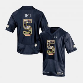 #5 Manti Te'o Player Pictorial UND Men's Navy Jersey 464446-350