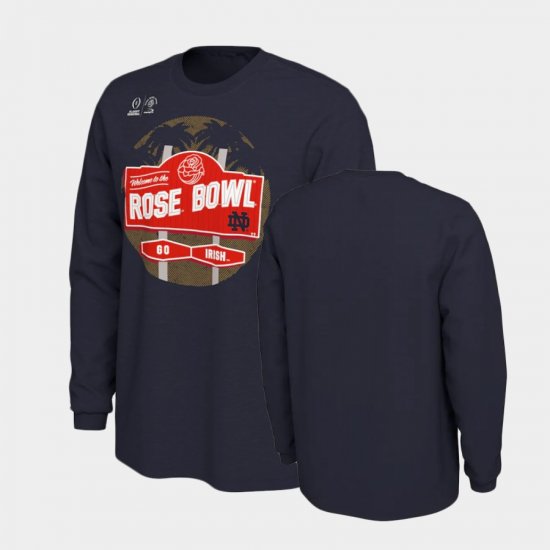 College Football Fighting Irish 2021 Rose Bowl Illustrated Long Sleeve Men\'s Navy T-Shirt 401527-920