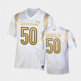 #50 Rocco Spindler 2022 Shamrock Series Notre Dame Fighting Irish Replica Men's White Jersey 985480-823