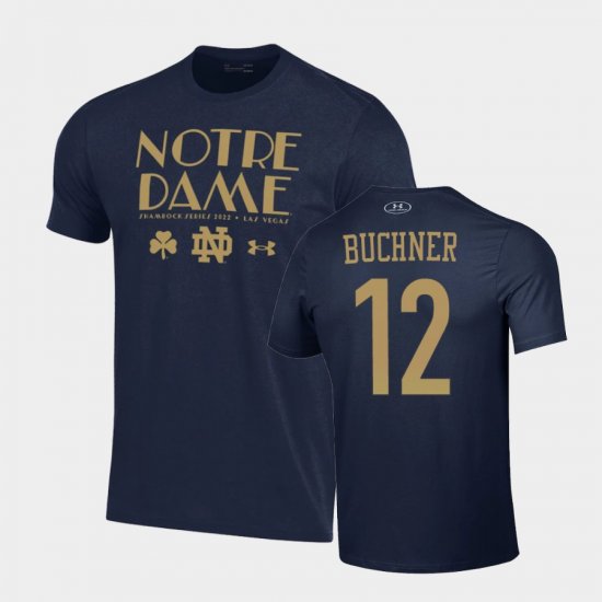 #12 Tyler Buchner 2022 Shamrock Series Notre Dame Fighting Irish Mens Navy T-Shirt 187890-628