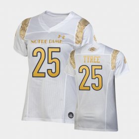 #25 Chris Tyree 2022 Shamrock Series University of Notre Dame Replica Womens White Jersey 725757-640