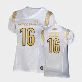 #16 Deion Colzie 2022 Shamrock Series Notre Dame Fighting Irish Replica Womens White Jersey 826470-993