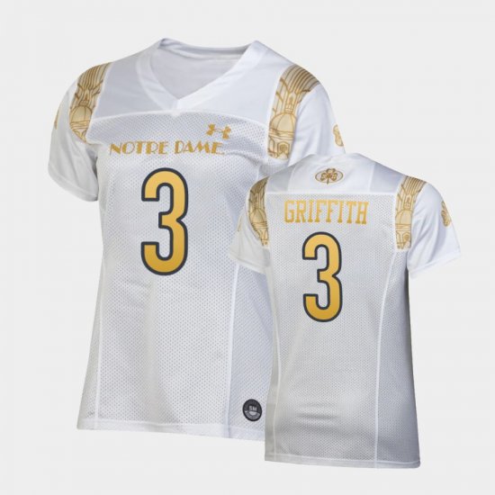 #3 Houston Griffith 2022 Shamrock Series Notre Dame Fighting Irish Replica Women\'s White Jersey 665366-124