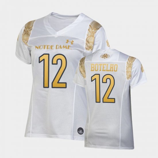 #12 Jordan Botelho 2022 Shamrock Series Notre Dame Replica Women White Jersey 676469-207