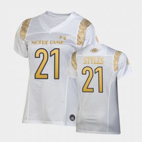 #21 Lorenzo Styles 2022 Shamrock Series Notre Dame Replica Women White Jersey 665061-246