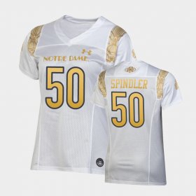 #50 Rocco Spindler 2022 Shamrock Series University of Notre Dame Replica Women White Jersey 954283-952