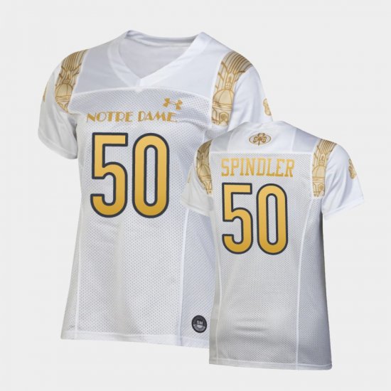 #50 Rocco Spindler 2022 Shamrock Series University of Notre Dame Replica Women White Jersey 954283-952