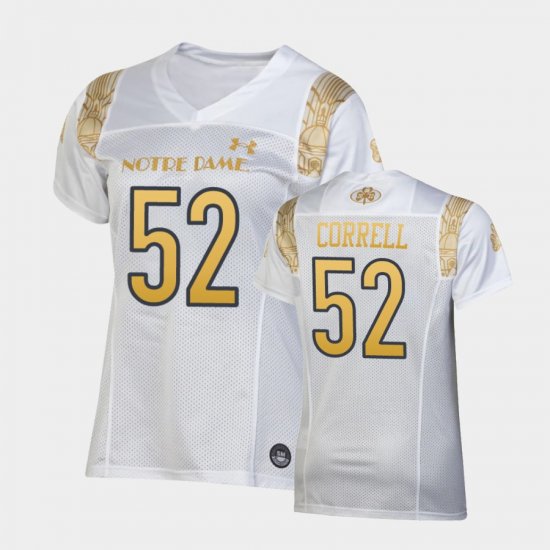 #52 Zeke Correll 2022 Shamrock Series Notre Dame Replica Women White Jersey 954029-391