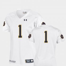 #1 College Football Irish Team Replica Women's White Jersey 347776-158