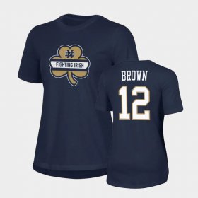 #12 DJ Brown 2021 Shamrock Series UND Performance Women's Navy T-Shirt 877919-933