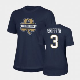 #3 Houston Griffith 2021 Shamrock Series University of Notre Dame Performance Women Navy T-Shirt 373866-648