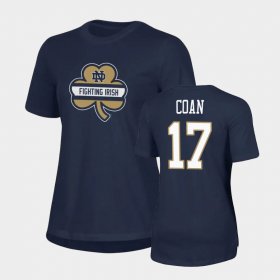 #17 Jack Coan 2021 Shamrock Series University of Notre Dame Performance Women Navy T-Shirt 233027-283