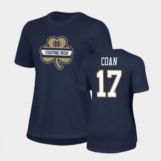 #17 Jack Coan 2021 Shamrock Series University of Notre Dame Performance Women Navy T-Shirt 233027-283