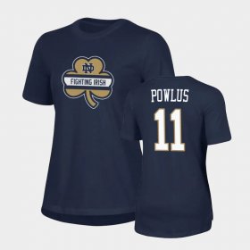 #11 Ron Powlus III 2021 Shamrock Series Fighting Irish Performance Women Navy T-Shirt 640680-160