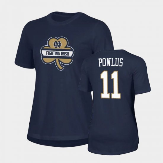 #11 Ron Powlus III 2021 Shamrock Series Fighting Irish Performance Women Navy T-Shirt 640680-160