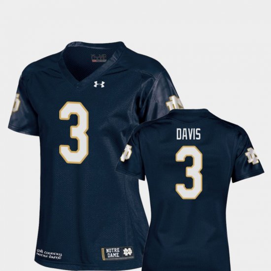 #3 Avery Davis College Football University of Notre Dame Replica Womens Navy Jersey 591898-226