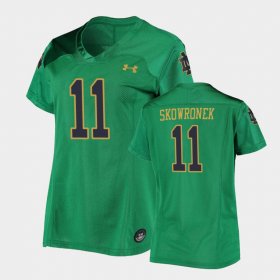 #11 Ben Skowronek Replica Irish Under Armour Football Womens Green Jersey 393864-498