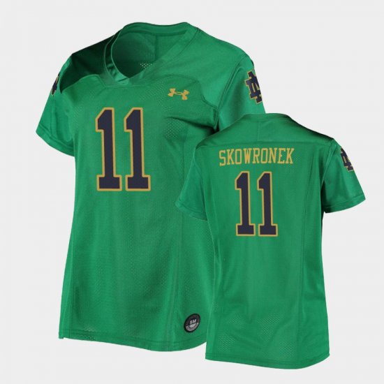 #11 Ben Skowronek Replica Irish Under Armour Football Womens Green Jersey 393864-498
