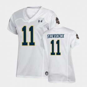 #11 Ben Skowronek Replica Fighting Irish Under Armour Football Womens White Jersey 985306-409