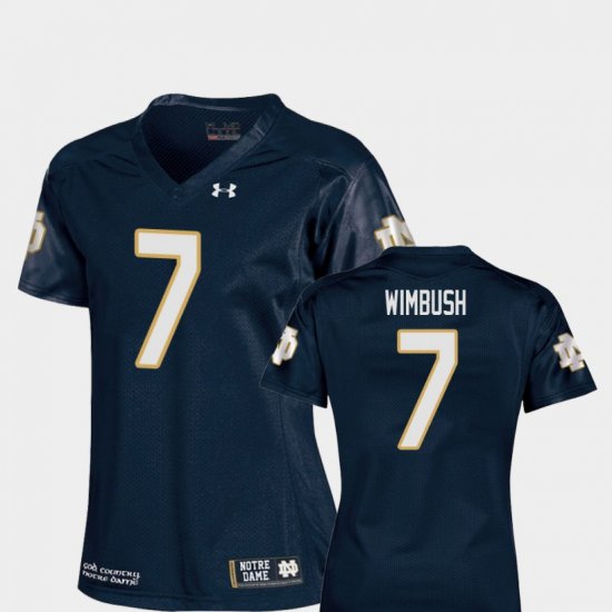 #7 Brandon Wimbush College Football Notre Dame Replica Women\'s Navy Jersey 759511-202