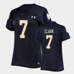 #7 Brendon Clark Replica University of Notre Dame Under Armour Football Women's Navy Jersey 942364-891