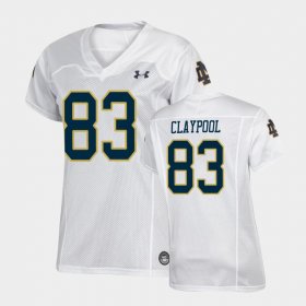 #83 Chase Claypool Replica Irish Under Armour Football Women's White Jersey 676762-877